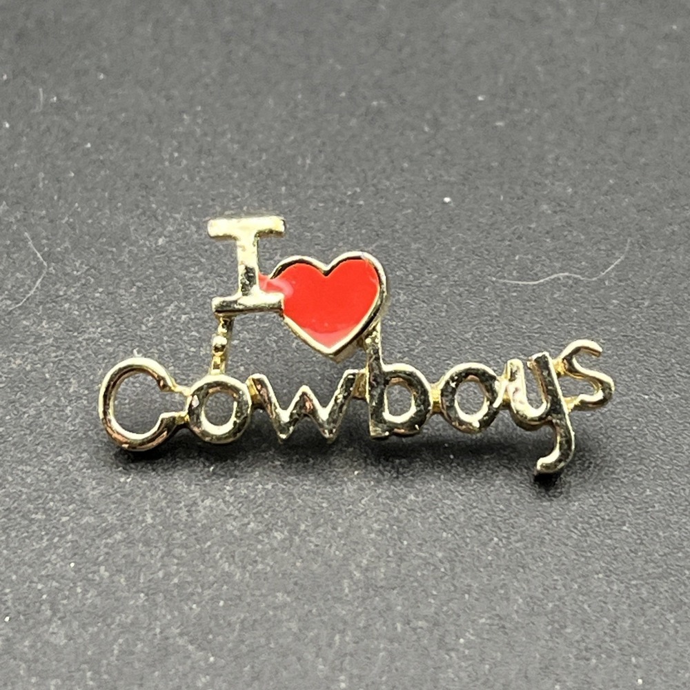 I Heart Love Cowboys Gold Tone Lapel Hat Pin